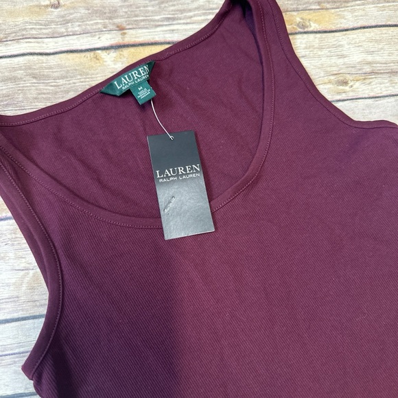 Lauren Ralph Lauren Cotton-Blend Tank Top burgundy M - Picture 2 of 4